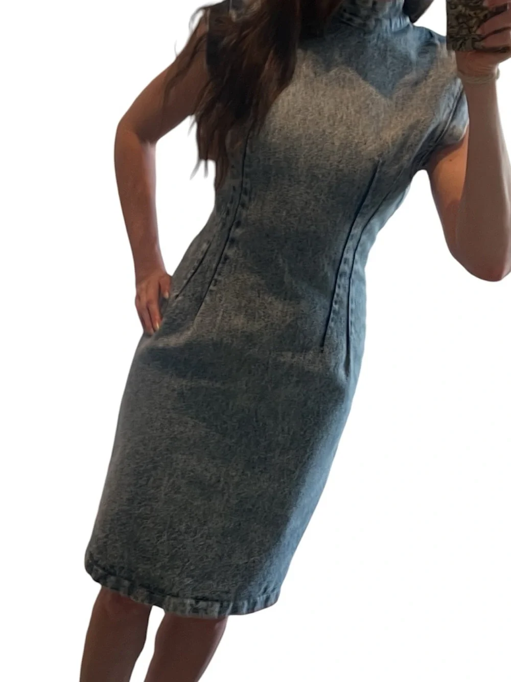 VINTAGE Paris Blues Acid Wash Denim Dress - Picture 3 of 5